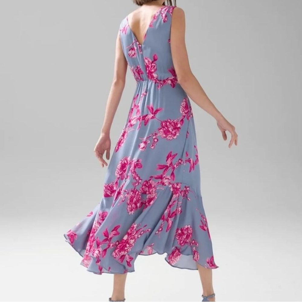 White House Black Market Floral Wrap Midi Dress - Picture 3 of 5